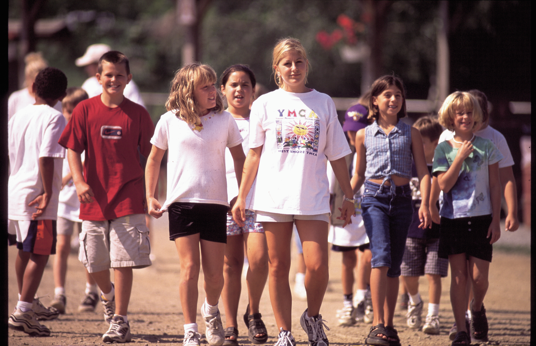 A group a children walking together